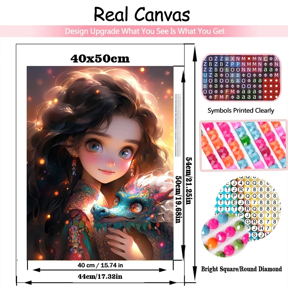 DIY Diamond Painting New Collection Dragon Girl 5D Diamond Embroidery  Mosaic Cartoon Cross Stitch Kits Home Decoration Gift