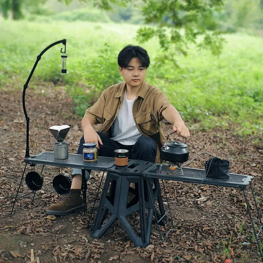 

Многофункциональный складной стол для улицы, сетчатый стол, табурет, боковой подвесной стул, можно свободно в сборе, кованая железная подставка для чая для кемпинга