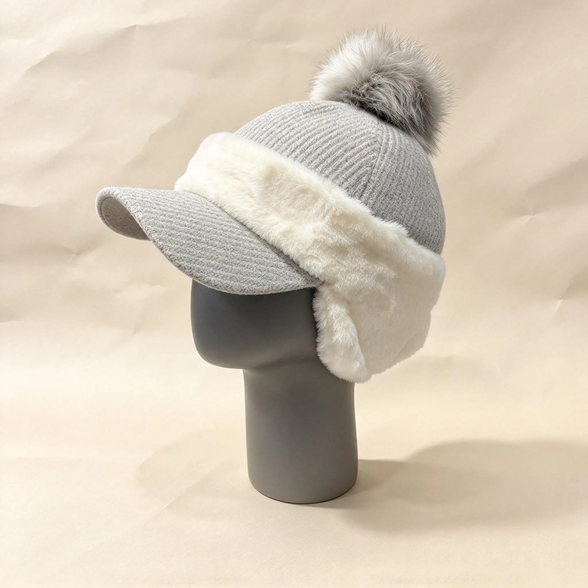 New Golf Rabbit Fleece Cap, Plush Sports Golf Hat, Breathable Sun Protection Warm Hat with Detachable Earmuffs view 3