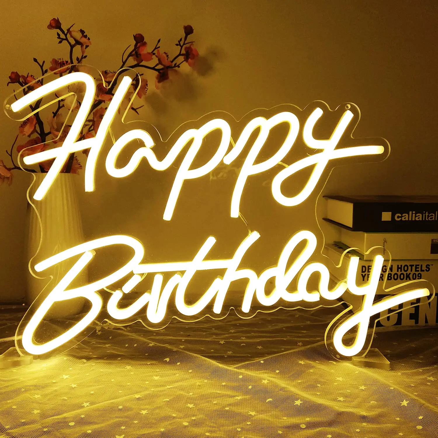 happy birthday neon sign led light dimmable luz branca quente backdrop decoracao de festa de aniversario 5v usb 24 pcs 01