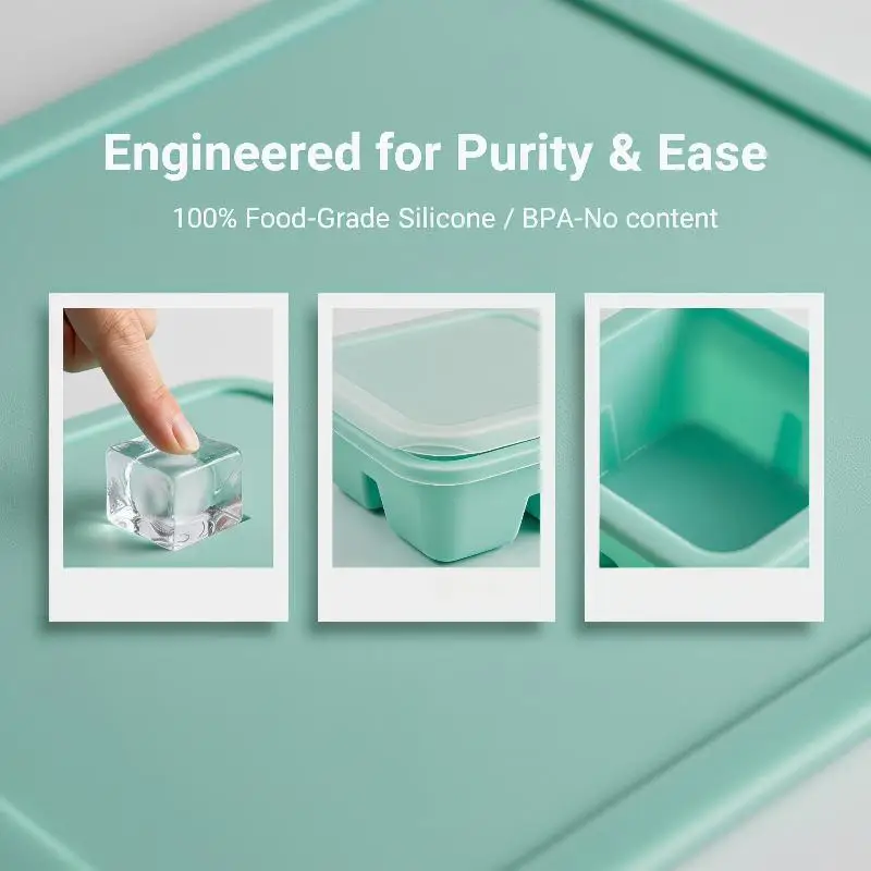 Silicone Ice Cube Mold with Lid for Efficient Freezing Double Compartment for Kitchen and Bar - view 3