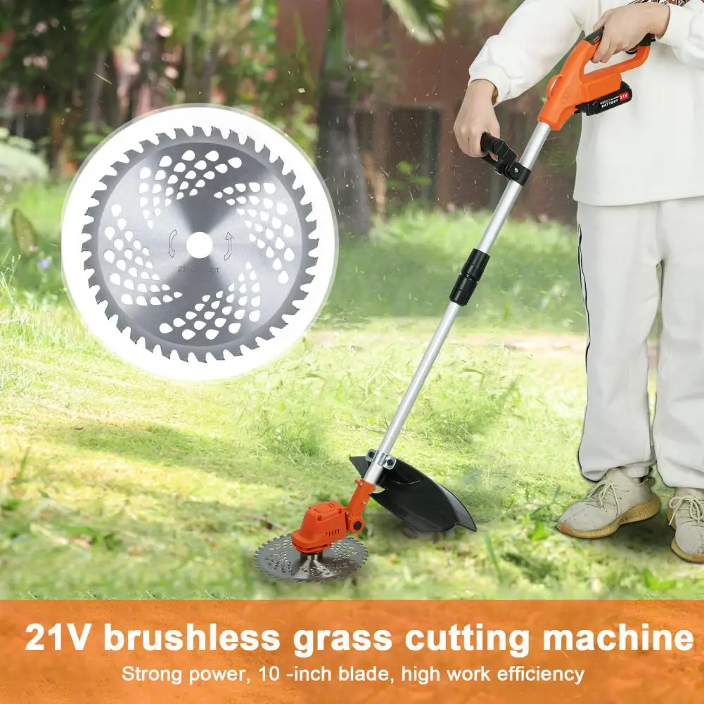 10 Inch Brushless Weed Trimmer Battery Power Rechargeable Handheld Weed Eater Digital Display Telescopic Rod Electric Lawn Mower