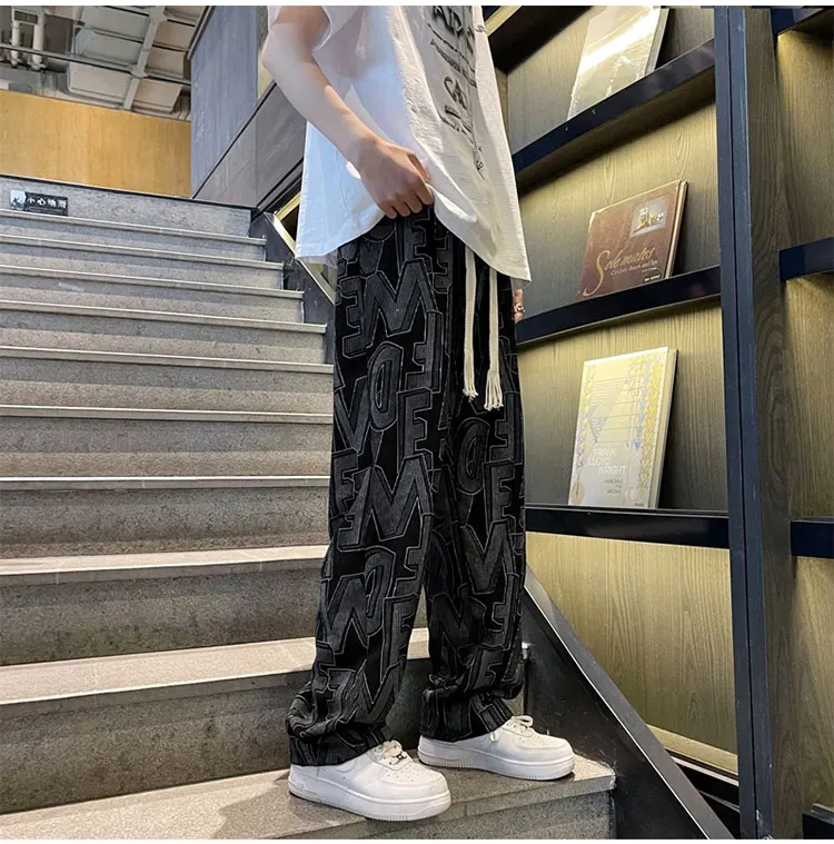 

Spring and Autumn Men's Baggy Sweatpants Letter Print Colorfull Drawstring Casual Trousers Cotton Trainning Jogger Pants W118