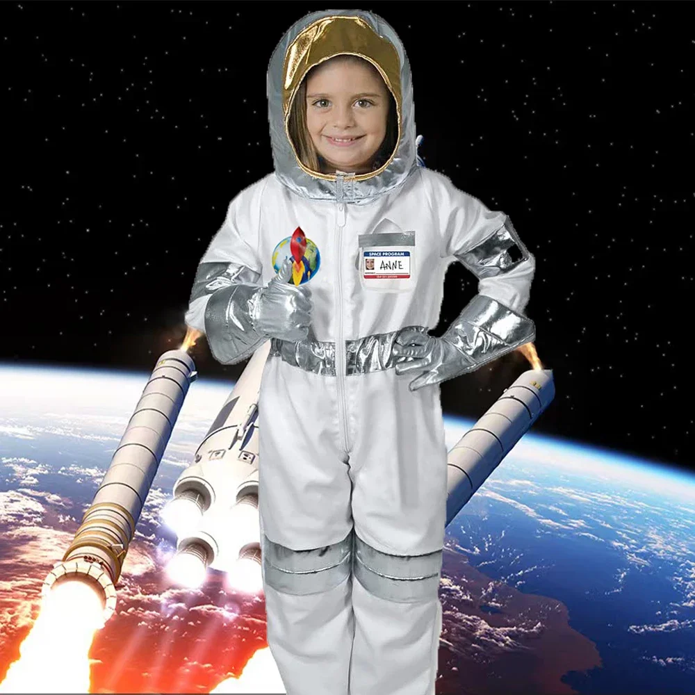 Bambini astronauta Spaceman tuta spaziale Costume Cosplay ragazzi ragazze che eseguono puntelli festa di Halloween vestire regalo di compleanno