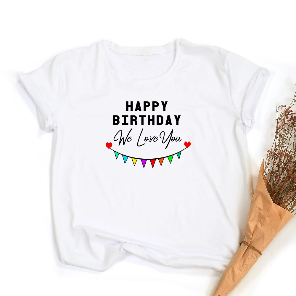 Happy Birthday Daddy We Love You Family Matching Tshirt Baby Bodysuit Multicolor Flag Printed Short Sleeve Clothes Birthday Gift