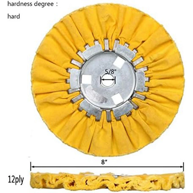 Airway Polishing Wheel Kit, Woodworking Machinery Cloth Wheels For Angle Grinder, 8Inch Diameter, 4PCS