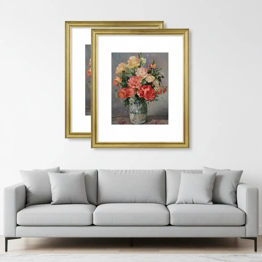 

Набор из 2 фоторамок 16x20, декоративные винтажные рамки, для фотографий 11x14 с подложкой или 16x20 без подложки, цвет рустик-золото.