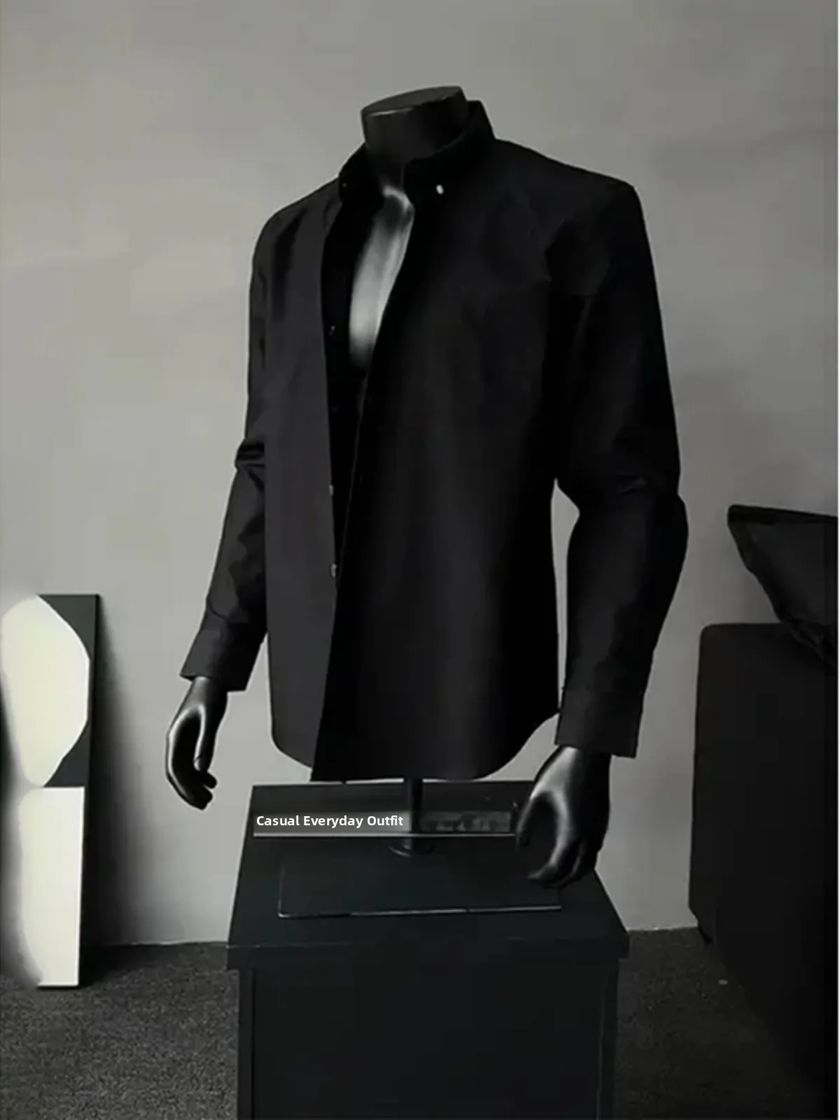 

Cleanfit Bla Long Sve Men's irt Spring Autumn High-End Suit Inner irt Briti Sle Casual Coat Youth Faion Polyes...