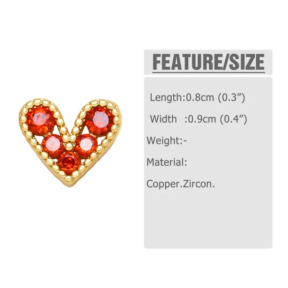 Small Fuchsia Heart Stud Earrings for Women Girls Valentines Day Crystal Ear Studs Gold Plated Jewelry pendientes mujer ersy89