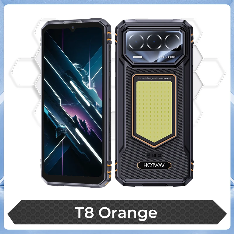 HOTWAV T8 Robuuste Smartphone 6.75'' 120Hz 4GB RAM 64GB ROM Mobiele Telefoon 6200mAh 20W Super Campinglamp Android 16 Mobiel