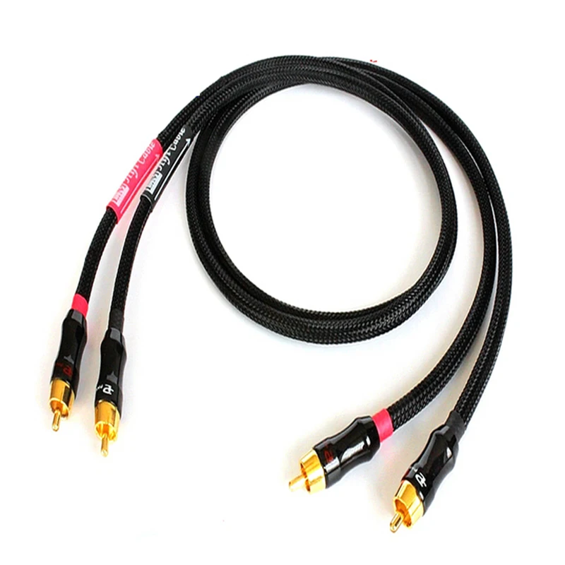 

Pair RCA interconnect cable hifi audio signal wire with 24K Gold plated HI End RCA Connector