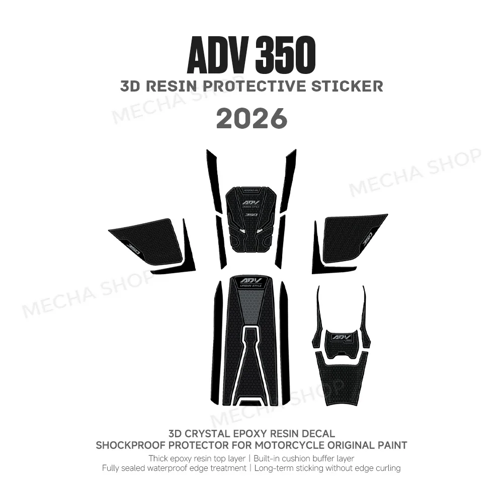 Motorcycle Accessories 3D Resin Sticker Protective Tank Pad Kit For ADV350 ADV 350 2022-2026