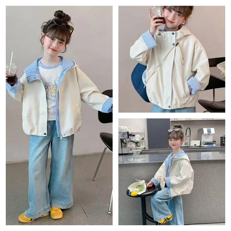 

Популярные кавайные модные уличные куртки для девочек, студенческие весенне-осенние повседневные куртки с капюшоном и длинными рукавами с героями мультфильмов, топы, детская одежда