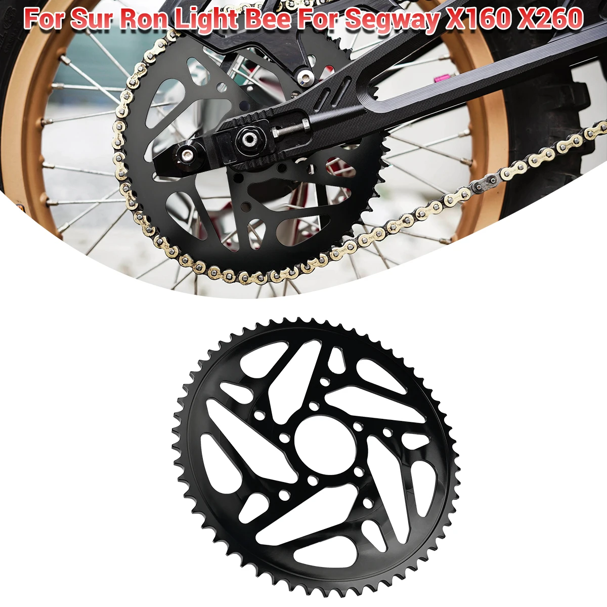 

Anodized Billet Increase Racing Sprocket 7075 Aluminum Black Red For Sur Ron For Segway X160 X260 58T