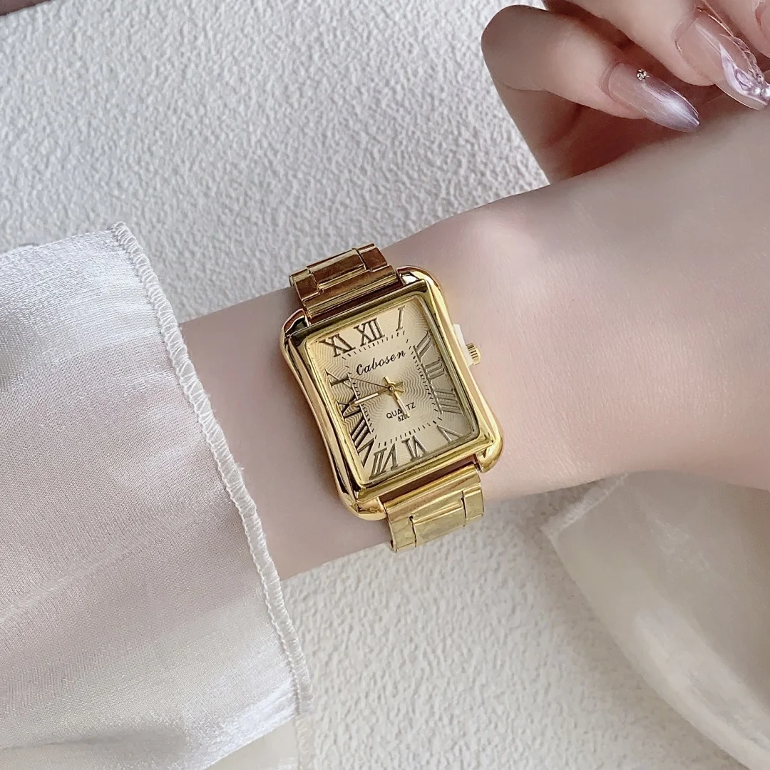 Reloj de lujo dorado para mujer, reloj de pulsera de cuarzo a la moda con esfera grande y diamantes de imitación, pulsera informal para mujer, reloj para mujer