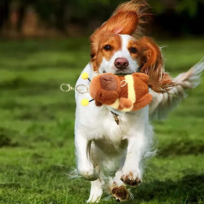 Capybara Bee Plush Pet Toy Vibrating Keychain Training Keychain for Cats Puppies Small Animals Training Accessories