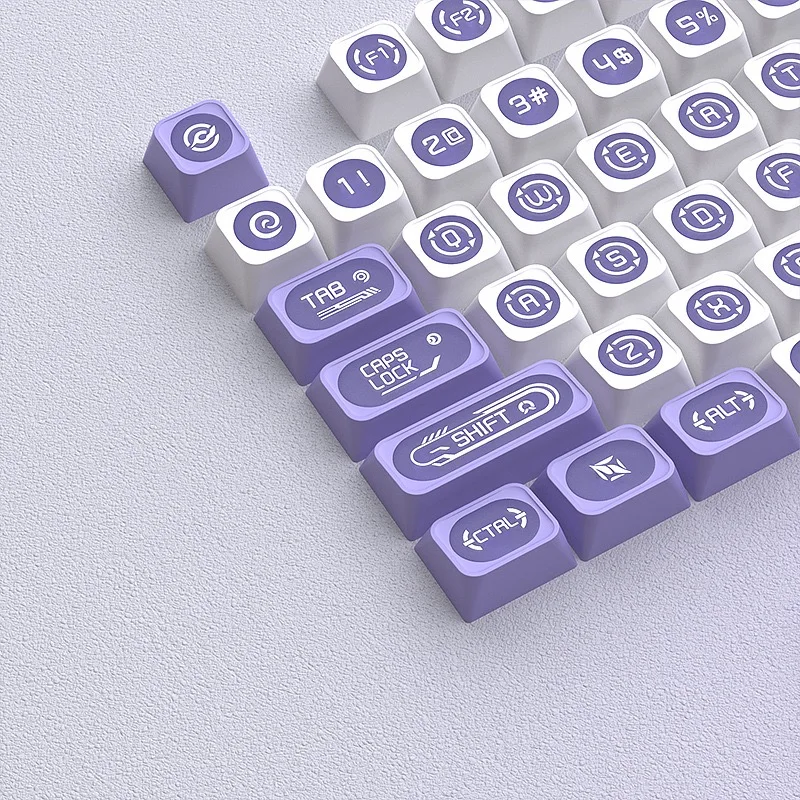 

136-клавишные полупрозрачные колпачки для клавиш «кошачий глаз» с камнем, белым и фиолетовым двойным сращиванием вишневого профиля для 61/68/87/98/104/108 MX Mechanic