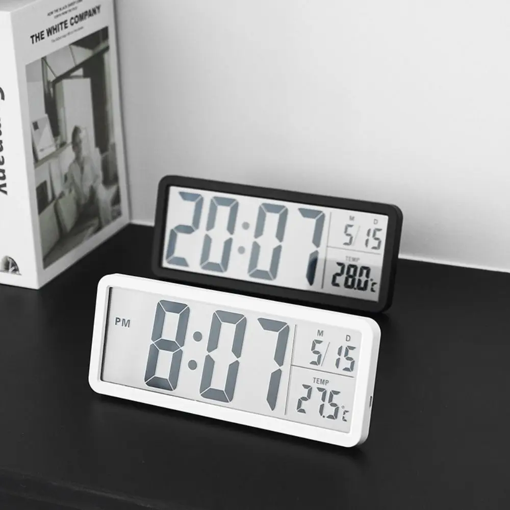 New Wall-mounted Electronic Wall Clock Multi-functional Temperature Digital LED Clocks 12/24H Voice Control Display Table Clock