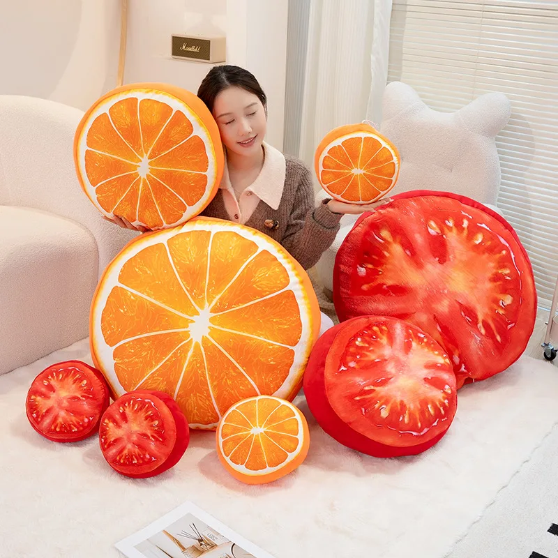 20-60cm Simulation Tomato Plush Toy Soft Stuffed Fruit Orange Plush Cushion Pillow Sofa Chair Cushion for Girls Gifts Home Decor