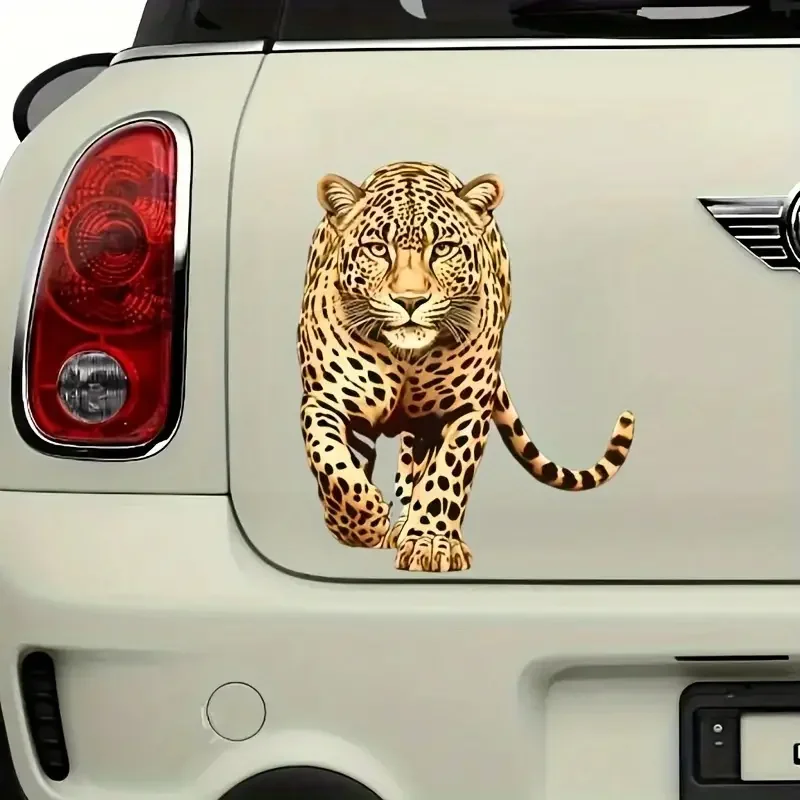 3D Leopard Sticker for Car: Creative Animal Print Decal, Vinyl Material, Self-Adhesive, One-Time Use