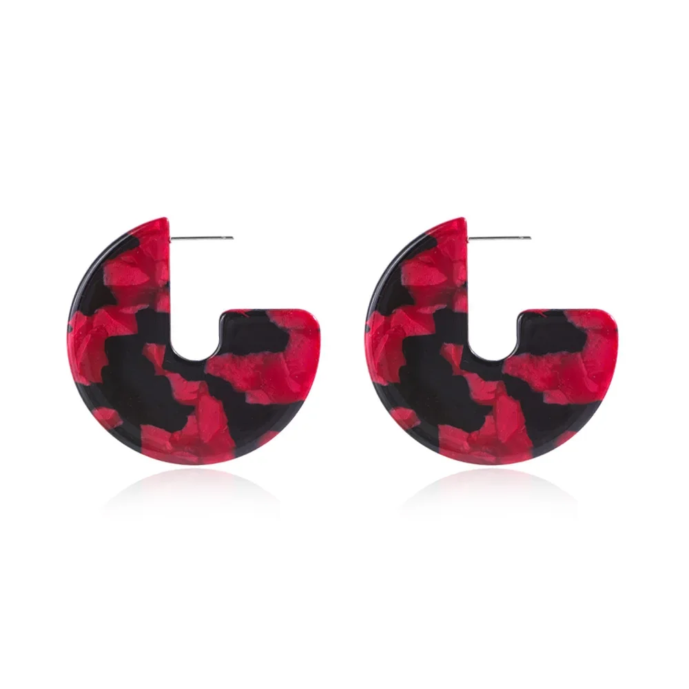 Fashion Personality Women\'s Earrings Letter Leopard Print Acetic Acid Circle Earings Bohemian Colorful Acrylic Dangle Earring