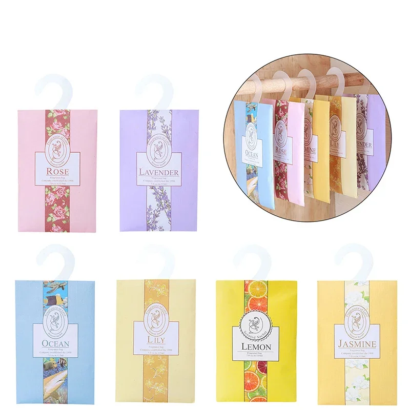 11.2x18cm Aroma Bags Lily 6Pcs Air Freshener Cupboard Hanging Incense Jasmine Lavender Lemon Natural Smell Rose Sachet Practical