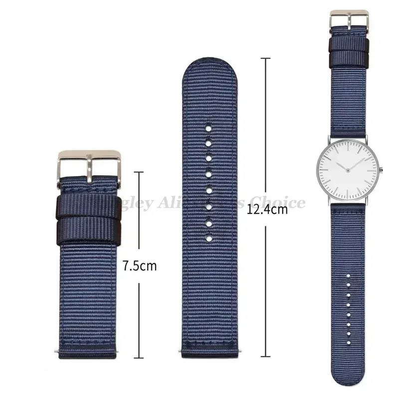 Nylon Canvas Strap Watchband 18/20/22/24mm for Samsung Galaxy Watch7/6/5/4/3 Amazfit Bracelet Quick Release Men Women Sport Band