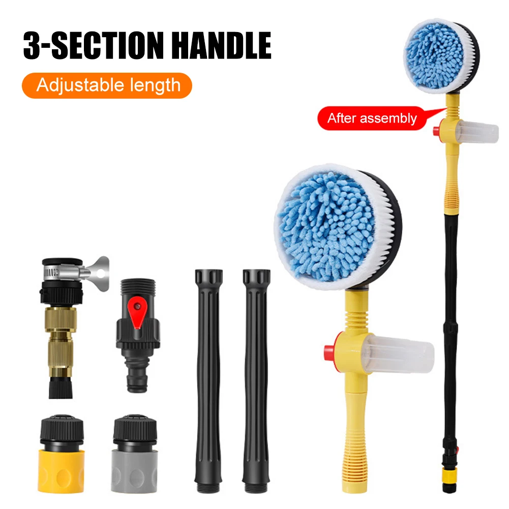 

360 Degree Wash Brush Mop Cleaning Kit for Garden Sprinkling Tool Quick Connect Microfiber High Pressure Washer Car Accessories