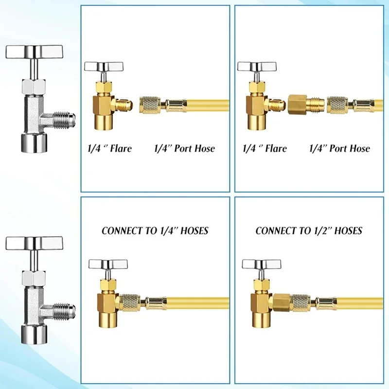 B-M AC R134A Adapter Quick Coupler Kit, R134a Tank Tap Valve R134a To R22/410A For Air Conditioning Refrigeration System