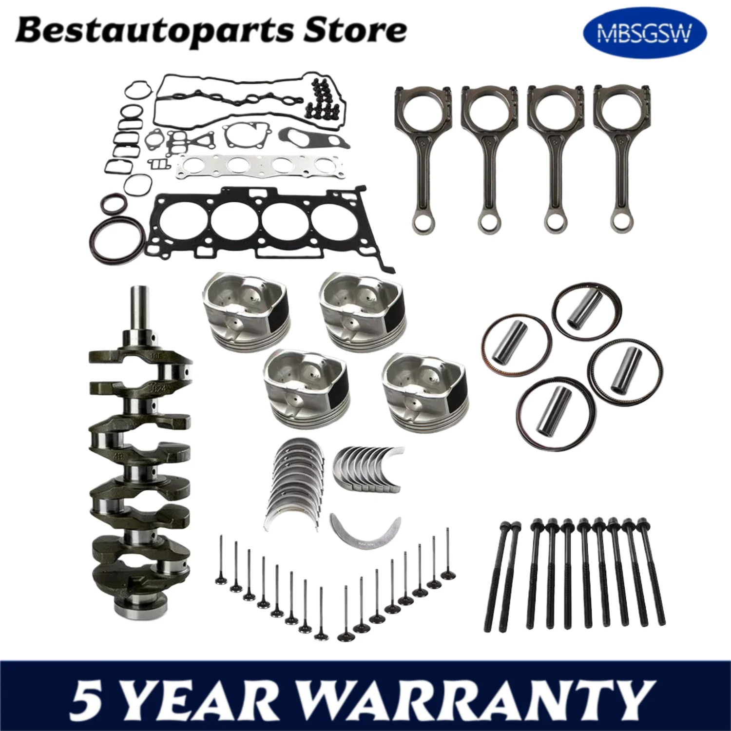 

G4KE 2.4L Engine Rebuild Overhaul Kit w/ Crankshaft Rods For Hyundai Kia Azera Grandeur Sonata Santa Fe Car Connecting Rod Valve