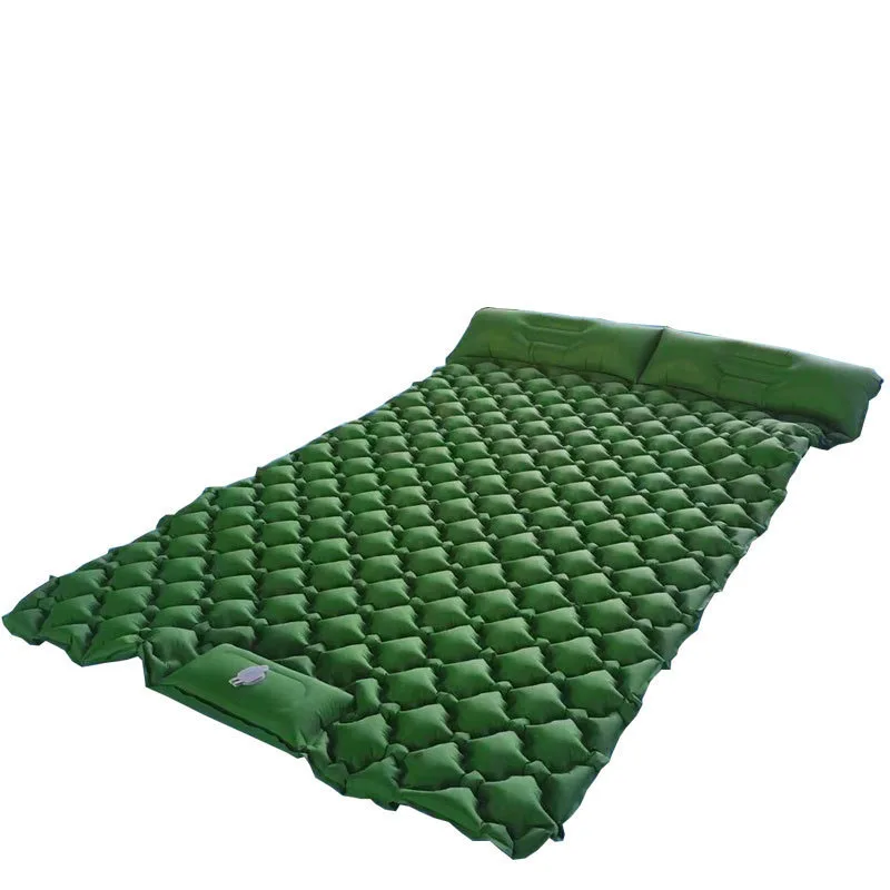 Double Camping Sleeping Pad, Upgraded Foot Press Inflatable Camping Pads with Pillow Waterproof Comfy Air Mattresses for Tents