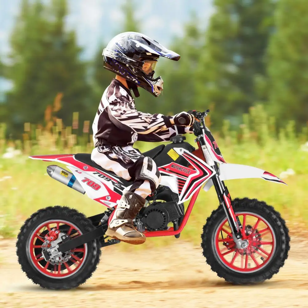 49cc 2-Stroke Kids Dirt Bike Gas Power Motocross Moto Bikes Child Vehicle Motorcycle Racing Max Speed 30KM/H (Red)