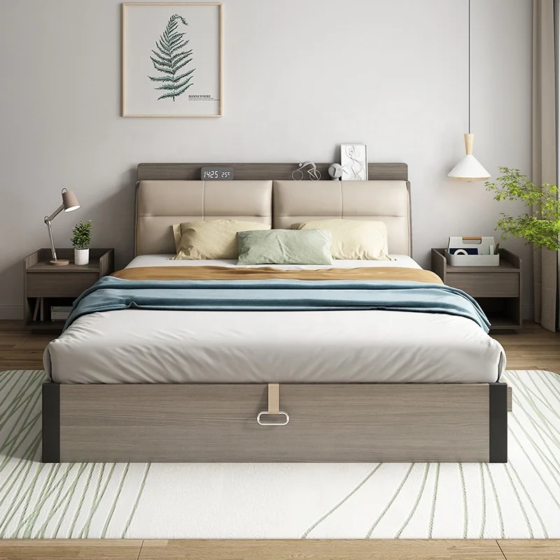 أثاث منزلي فردي لفندق جدار ميرفي أوك تصميمات غرفة مزدوجة سرير حديث للفتيات بحجم كينج فاخر مع صندوق