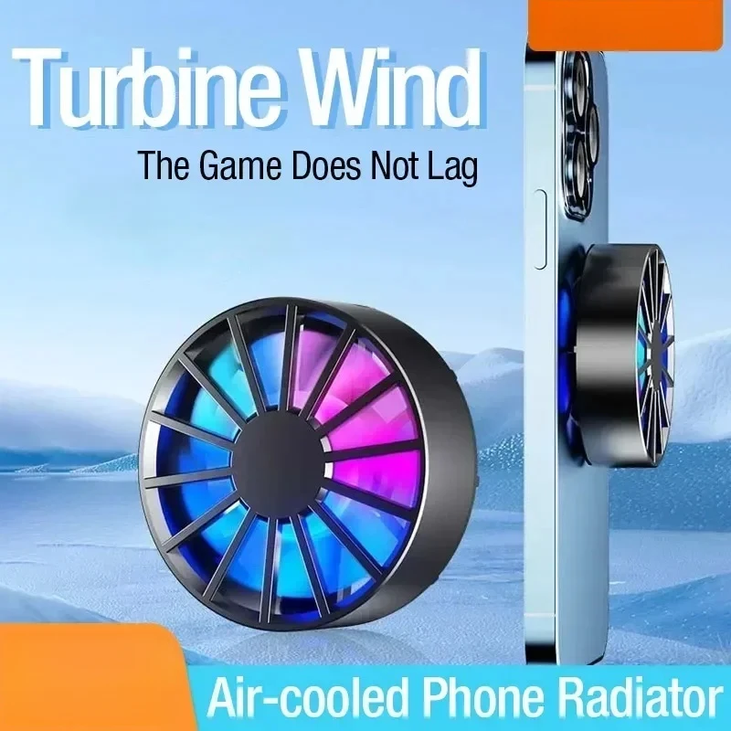 مبرد الهاتف RGB المغناطيسي المبرد بالهواء خفيف الوزن منخفض الضوضاء مروحة تبريد لألعاب الهاتف المحمول PUBG Genshin Impact Fast Heat Dissipati
