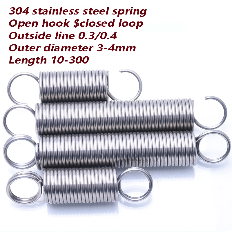 

Stainless Steel Shut up S Hook Tension Spring 0.4 Cylindroid Helical Draught Extension Expansion Tensile Spring Length 15-300mm