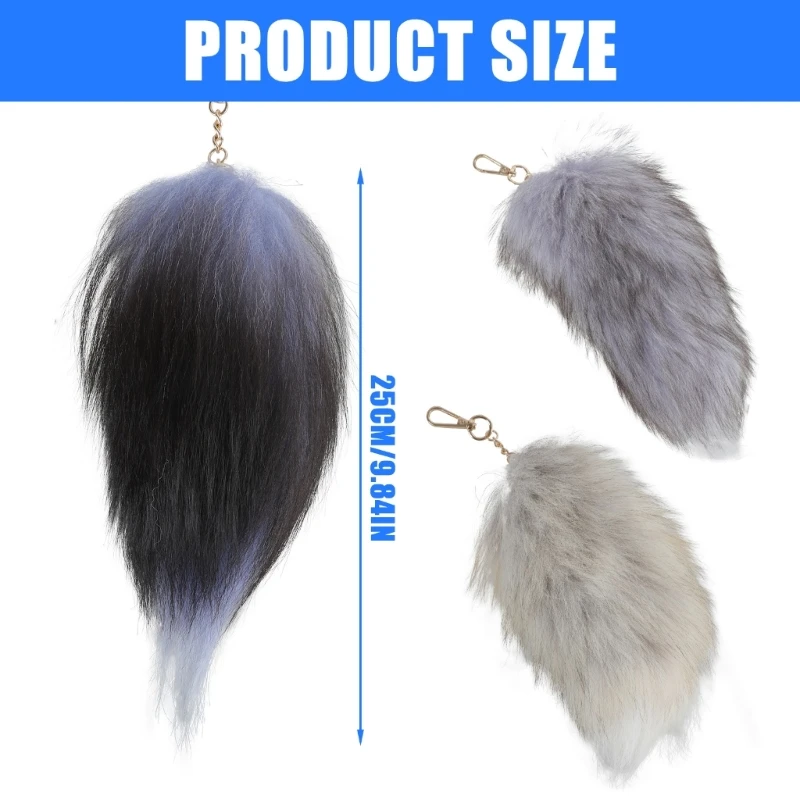 E74B Elegant Furry Tail พวงกุญแจอุปกรณ์เสริมกระเป๋าจี้เครื่องประดับตกแต่งกระเป๋าถือสำหรับกระเป๋าและกุญแจที่มีเนื้อผ้ากำมะหยี่