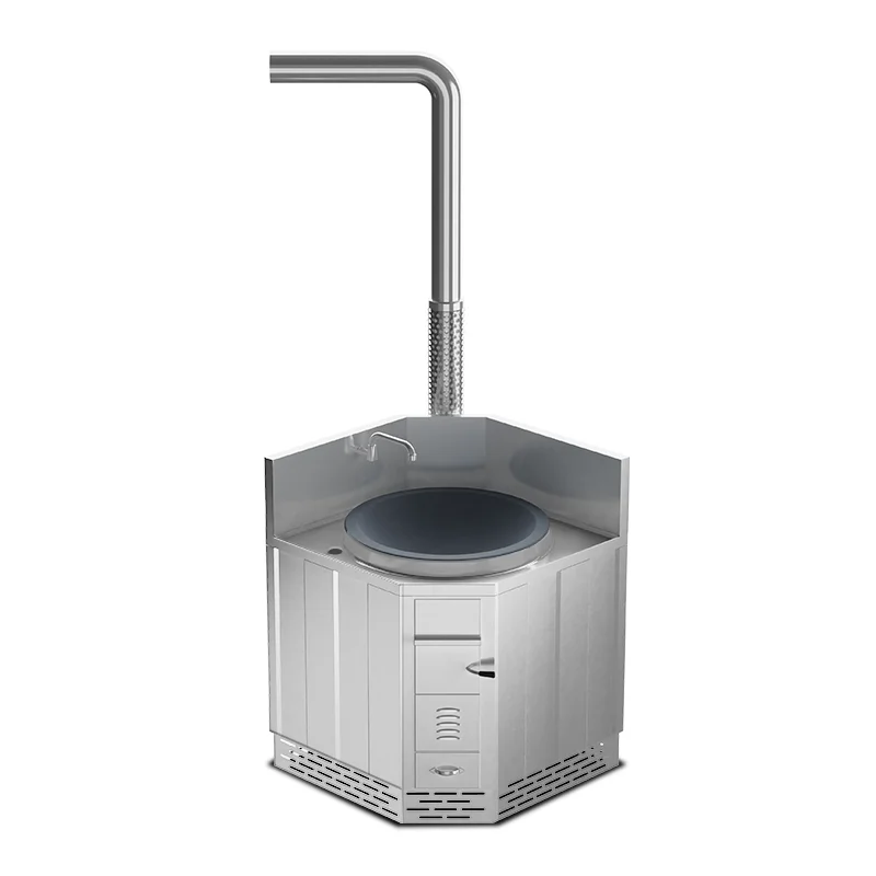 Estufa de leña de acero inoxidable, estufa personalizada, cocina doméstica, estufa de leña de esquina, leña y carbón de interior Rural