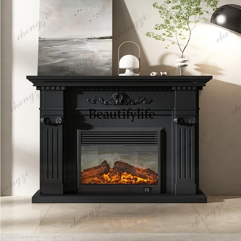 American electronic heating fireplace decorative cabinet simulation fire electronic fireplace French decorative wall cabinet