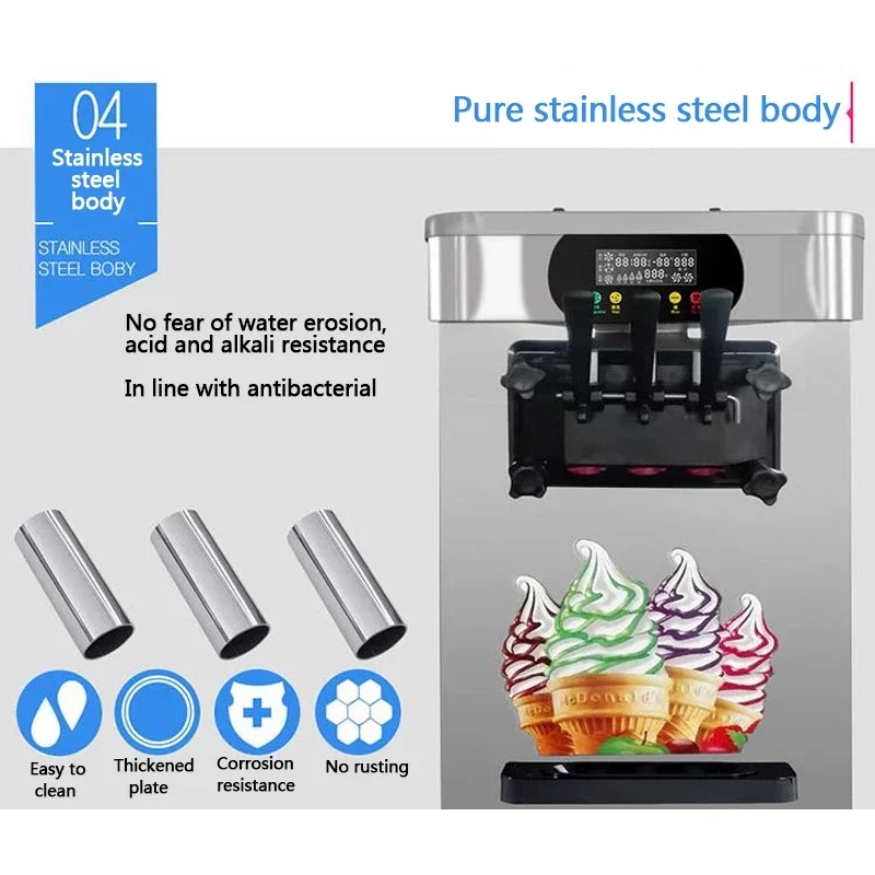 

2025 3 вкуса мороженого 18-22 л/ч Лидер продаж Gelato настольная мини-машина для продажи мягкого мороженого молочного коктейля