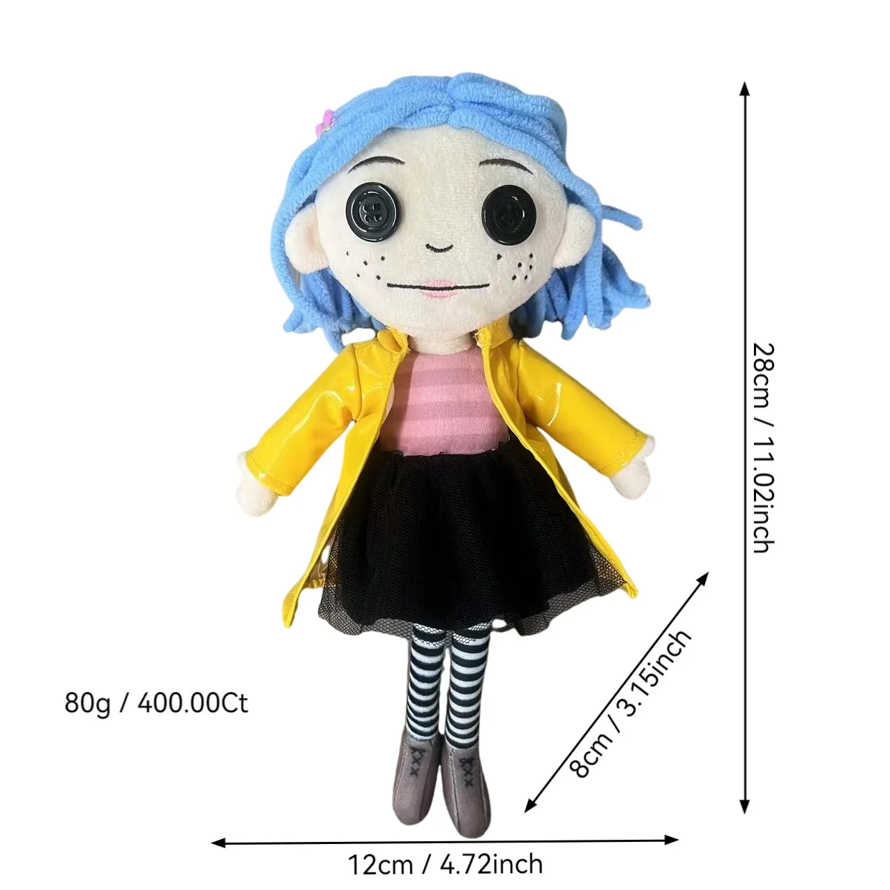 28cm Coraline Plush Stuff Cartoon Figure Kawaii Doll Soft Pillow Ugly Kids Cute Collectible Dolls Decoration Toys Birthday Gifts