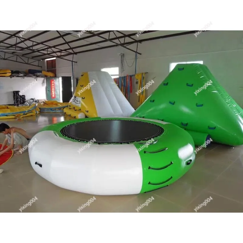 Inflatable Water Trampoline, Large Floating Aqua Obstacle Course Water Seesaw Wheel