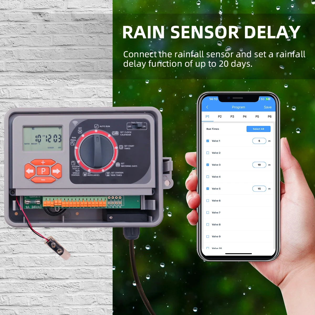 Imagem -04 - Inteligente Jardim Sistema de Irrigação Automática Wifi Controlador Temporizador eu Padrão Transformador Interno Exterior 11-zone 10475