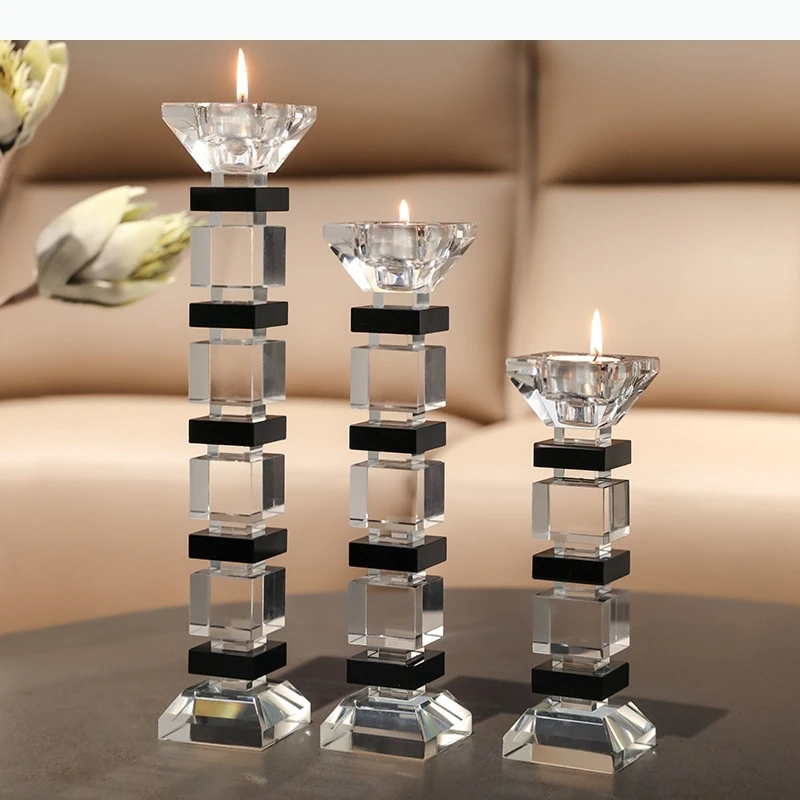 Glass Candlestick Decorative Candle Romantic Candlelight Dinner Prop Candle Rack Candles Stand Ornament