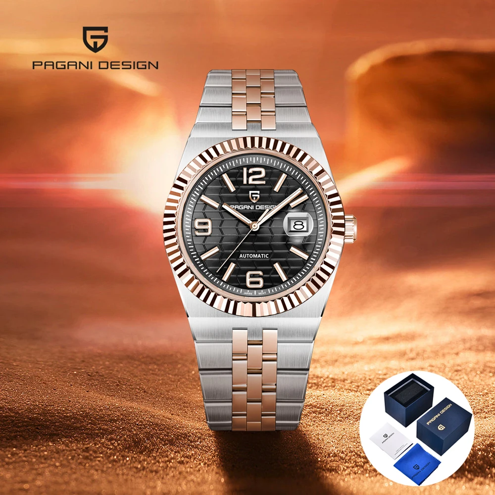 

Новинка 2025, мужские часы PAGANI DESIGN в стиле ретро, роскошные автоматические часы из розового золота для мужчин, механические наручные часы AR с сапфировым стеклом, подарочная коробка