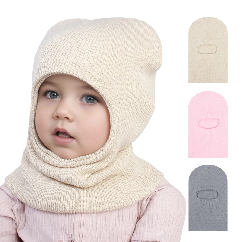 

Children's Knitted Beanie Hat Children's Hooded Scarf One-Piece Knit Hat Boys' & Girls' Fall/Winter Style Versatile & Warm