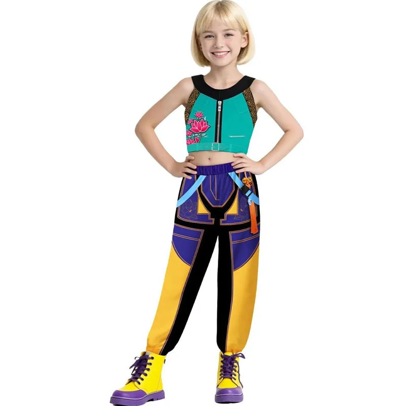 New K-POP Demon Hunter Cossplay Girls Costume Pop Singer Halloween Costume Kids Dress Up Stage Suit