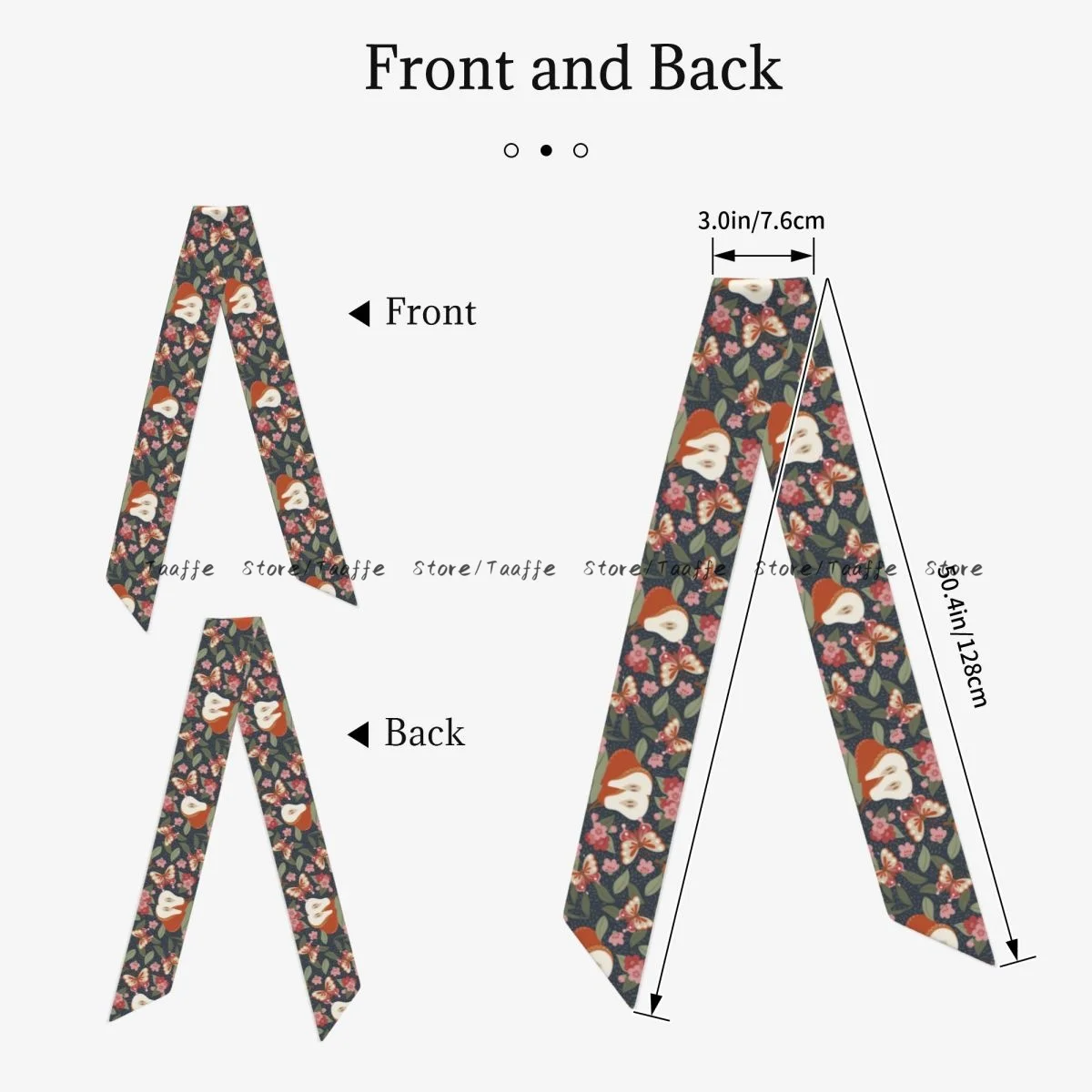 1PC Women Narrow Short Scarf Fruit Floral Fake Silk Ribbon Headband