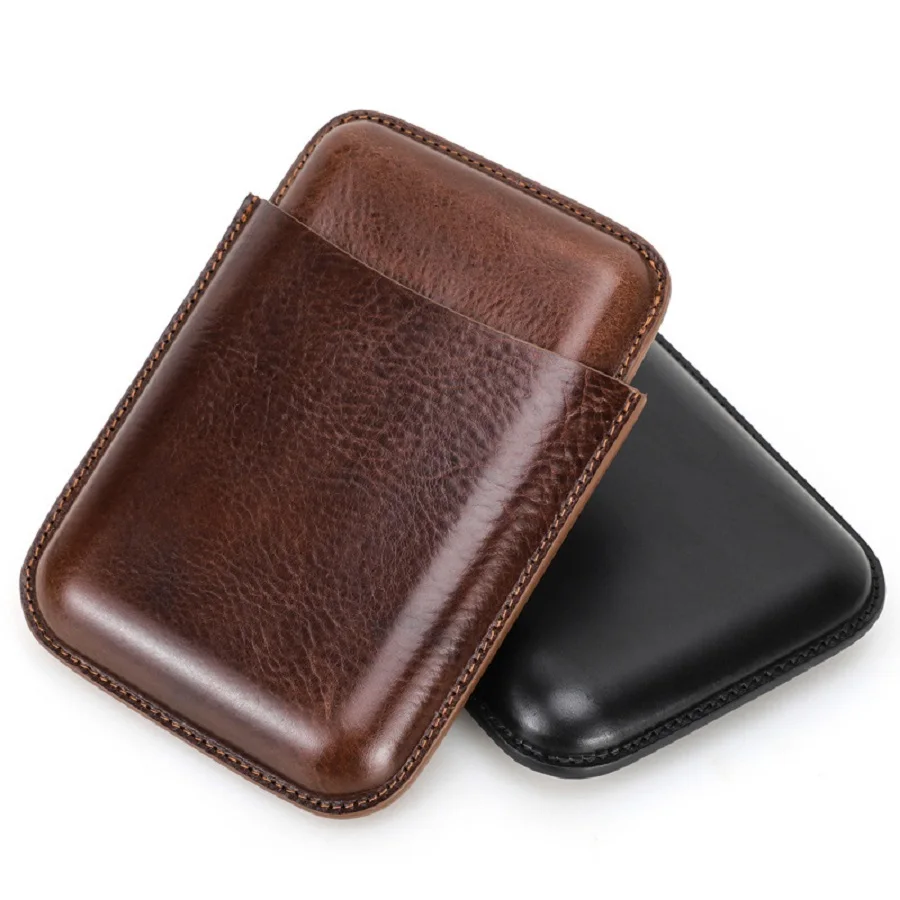 Étui à cigares en cuir véritable, étui à cigares de voyage, étui à cigares portable, boîte à cigares à quatre compartiments