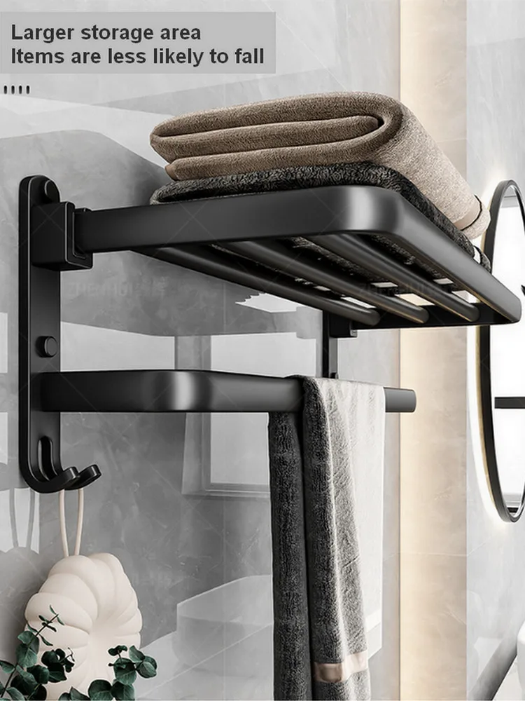 Bathroom Shelves No Punching Space Aluminum Towel Rack Bathroom Storage Towel Rack Bathroom Hardware Pendant