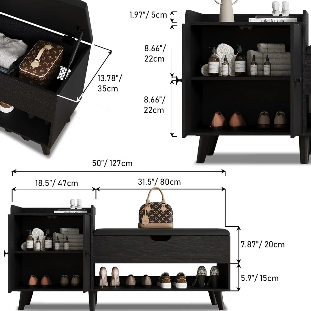 مقعد تخزين الأحذية مع خزانة ورف للمدخل، منظم غرفة المعيشة في غرفة النوم #3